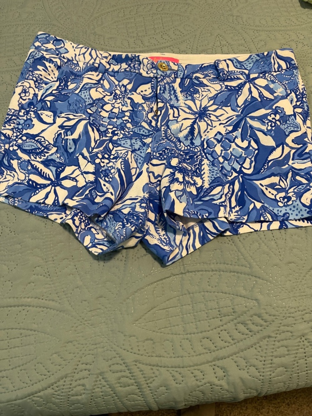Lilly Pulitzer Blue & White Floral Stretch Skort Shorts